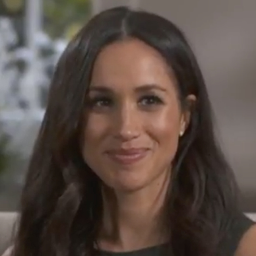 Meghan Markle wearing her Birks earrings during her engagement interview