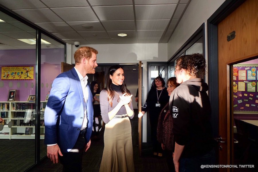 Meghan and Harry chatting to Chantelle