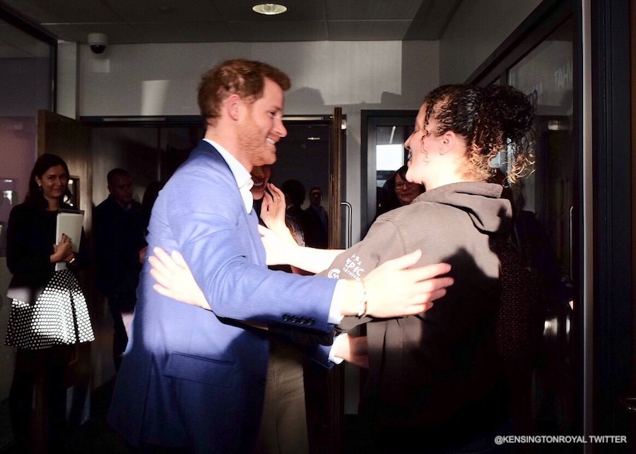 Meghan and Harry chatting to Chantelle