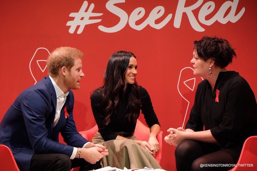 Meghan Markle in Nottingham wearing her black turtleneck sweater by Wolford