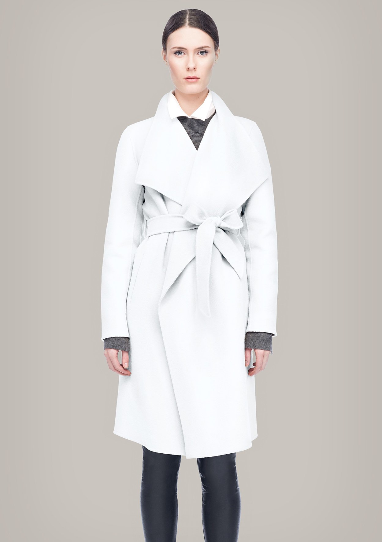 Line the Label Meghan Wrap Coat in White