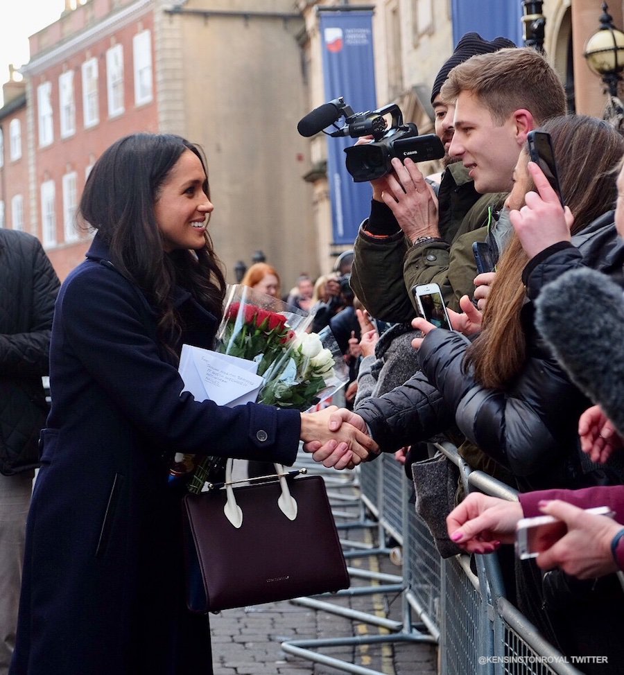 Meghan Markle Carrying a Strathberry Midi Tote Bag in Tricolour, Meghan  Markle's Best Bags Are Back in Stock — Shop 'Em While You Can!