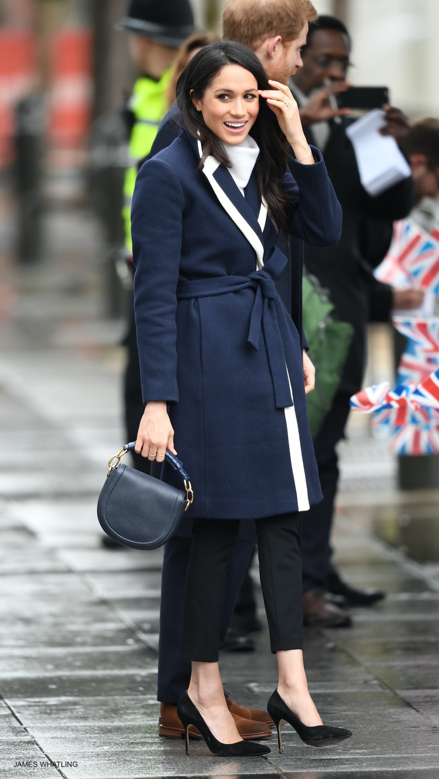 Meghan Markle visits Birmingham wearing a blue coat by J.Crew