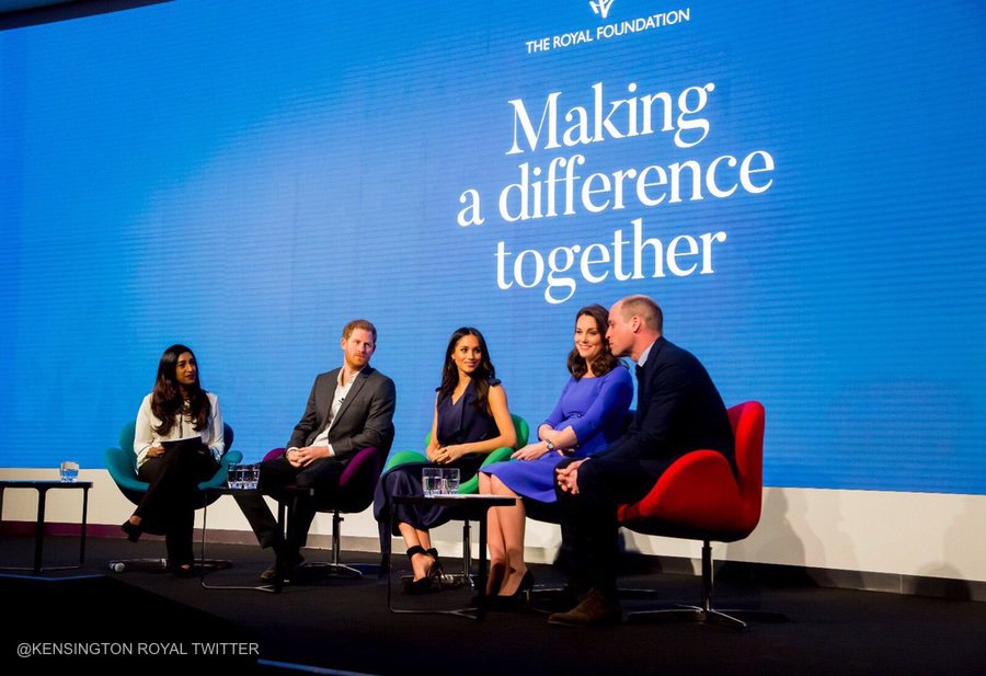 Meghan Markle with Prince Harry, Prince William and Kate Middleton at the Royal Foundation Forum