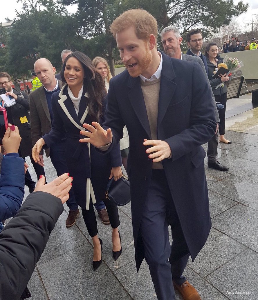 Meghan Markle carrying her Altuzarra clutch bag in Birmingham