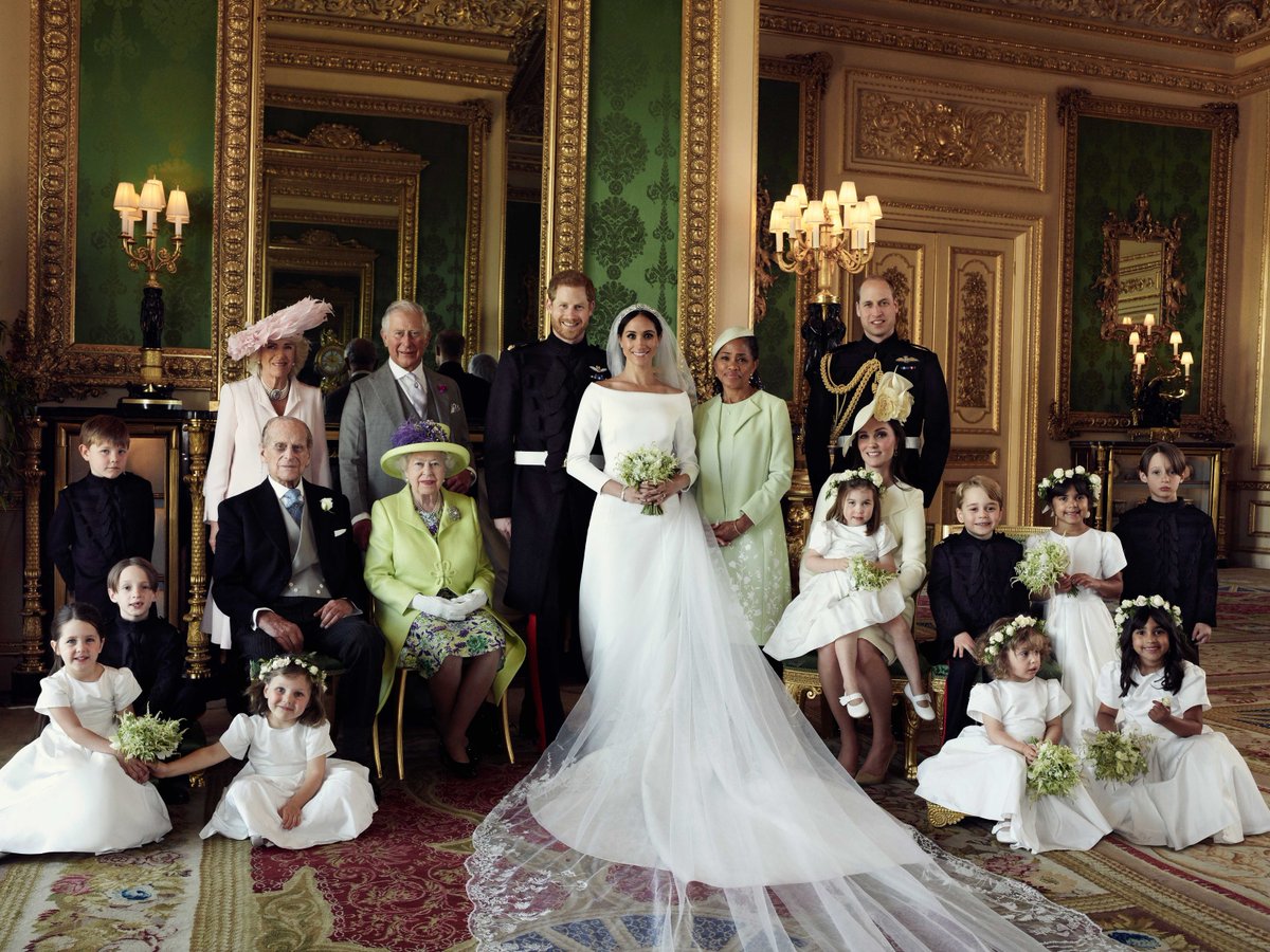 The Royal Family, Meghan's mother, the bridesmaids and page boys at Meghan and Harry's wedding