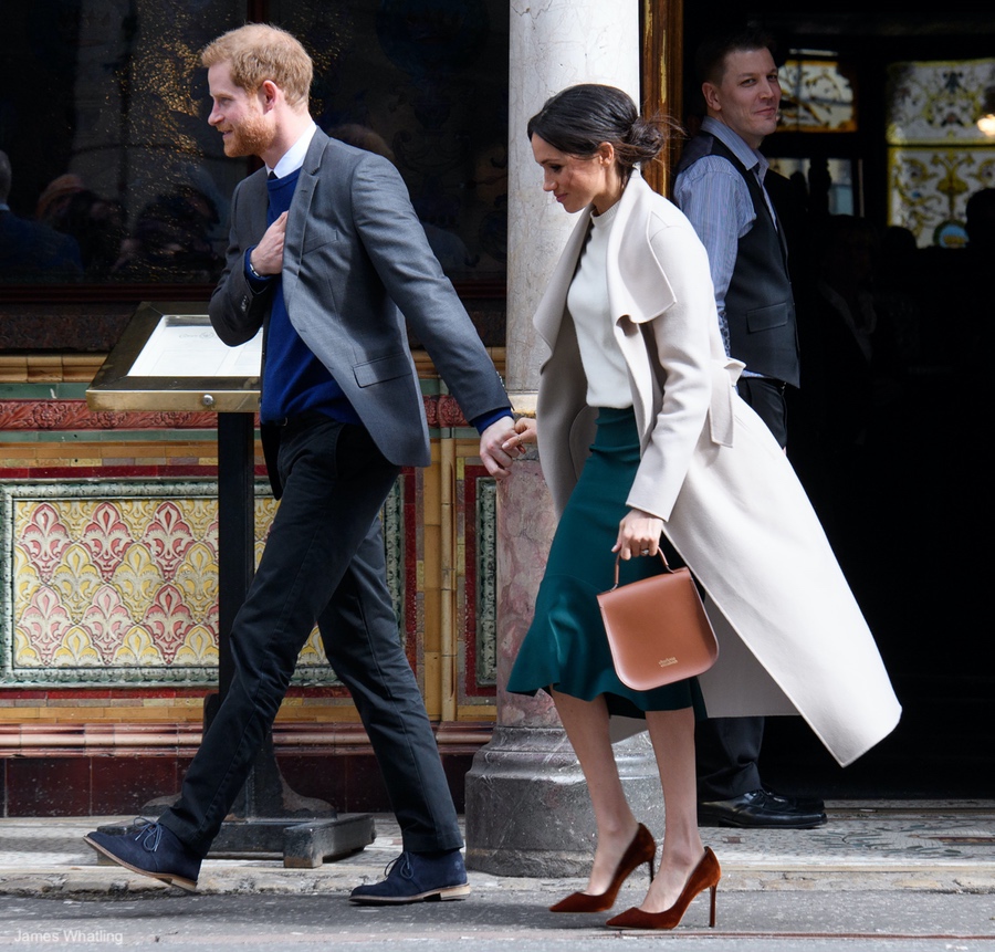 Meghan Markle wearing the MACKAGE MIA coat in Belfast, NI